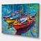 Designart - Three Fishing Boat Oil Painting - Sea & Shore Painting Print on Wrapped Canvas